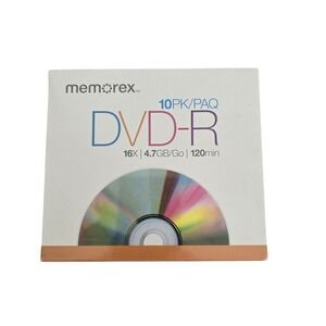 🆕️*NWT* Memorex - 10 Pack of DVD-R 16X - 4.7 GB - 120 Minute - with Cases - NEW
